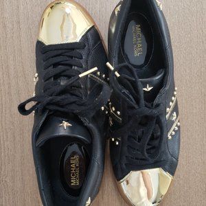 M. Kors Black Leather Golden Sneaker NWOT